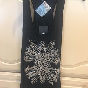 Black embellished tank